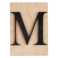 Holz-Buchstabe M, FSC Mixed Credit, 10,5x14,8cm, schwarz