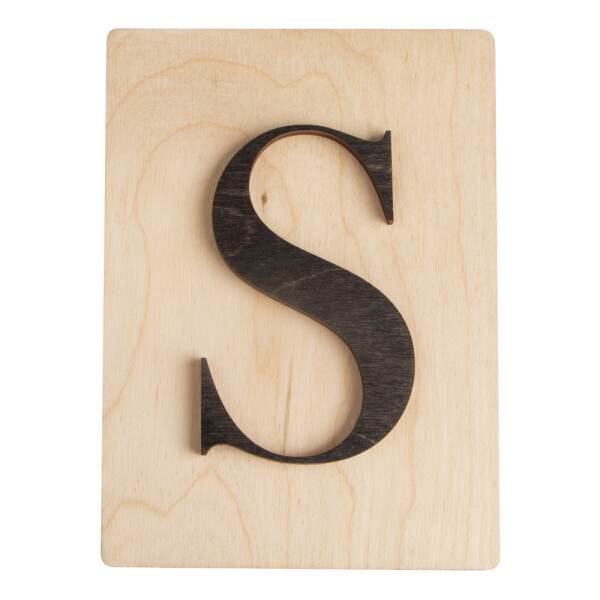 Holz-Buchstabe S, FSC Mixed Credit, 10,5x14,8cm, schwarz