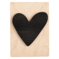 Holz-Motiv Herz, FSC Mixed Credit, 10,5x14,8cm, schwarz