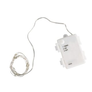 Mini LED-Lichterkette f. Außenbetrieb, 130cm, 20 LEDs, Batteriebetrieb, lichtgelb
