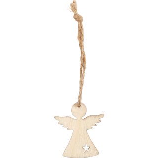 Weihnachtsanhänger Engel aus Holz, 24 Stück