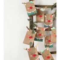 Papiertüten Adventskalender Set Red Nose, 101-teilig