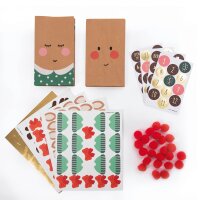 Papiertüten Adventskalender Set Red Nose, 101-teilig