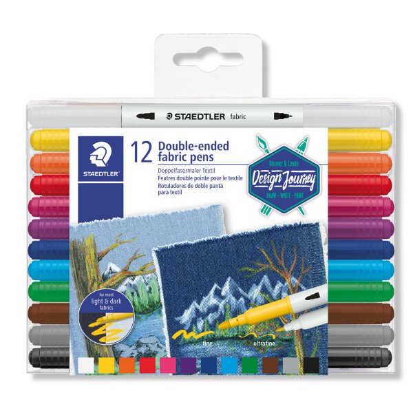 Fasermaler fabric duo, 12 Stück von STAEDTLER