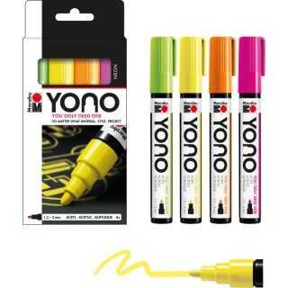 Marabu YONO Marker Set Neon, 4 Stück