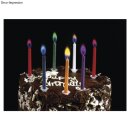 Buntleuchtende Party Kerzen, 5mm ø, 5,5cm, inkl. Halter, SB-Box 12Stück