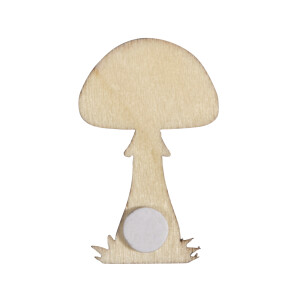 Holz-Streuteile Fliegenpilze, 4-4,5cm, mit Klebepunkt, SB-Btl. 8St&uuml;ck, bunt