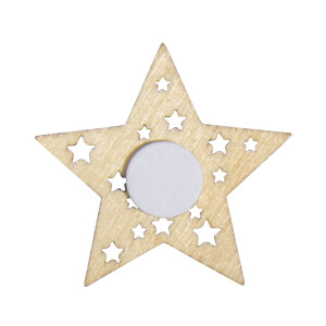 Holz-Streuteile Sterne mit Glitzer,3,5cm, mit Klebepunkt, SB-Btl. 12St&uuml;ck, bunt
