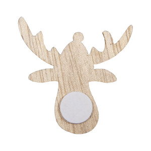 Holz-Streuteile Weihnachtselch, 3,8x3,5cm, m. Klebepunkt,...