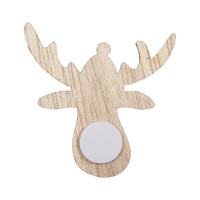 Holz-Streuteile Weihnachtselch, 3,8x3,5cm, m. Klebepunkt, SB-Btl. 9Stück, bunt