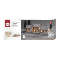 Holz 3D Bausatz Winterdorf x3,FSCMixCred, 40x14,5x17cm, 84tlg., Box 1Set, natur