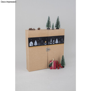Pappm. Adventskalender, FSC Rec 100%, 29,6x29,6x6,5cm, Schränkchen, kraft