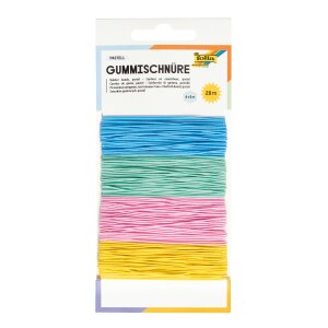 Gummischnüre Pastell, 4 Stück verschieden sortiert