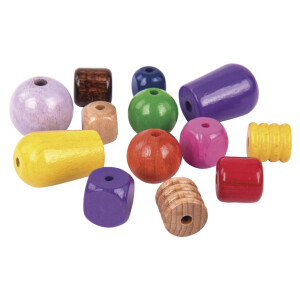 Holz-Perlen, bunt, 16-25 mm &oslash;, Dose 1200g