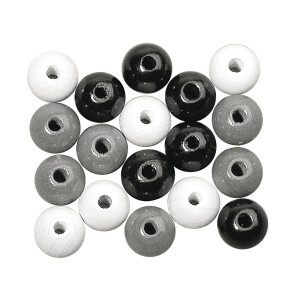 Holz Perlen Mischung FSC 100%, 6mm &oslash;, poliert, SB-Btl 115St&uuml;ck, schwarz/wei&szlig; T&ouml;ne