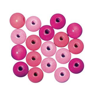 Holz Perlen Mischung FSC 100%, 6mm ø, poliert, SB-Btl 115Stück, pink Töne
