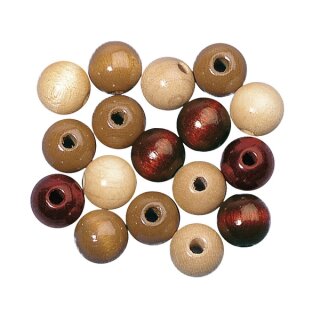 Holz Perlen Mischung FSC 100%, 6mm ø, poliert, SB-Btl 115Stück, braun Töne