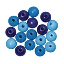 Holz Perlen Mischung FSC 100%, 8mm ø, poliert, SB-Btl 82Stück, blau Töne