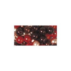 Renaissance Glaswachsperlen, 10 mm, Dose 32 St&uuml;ck, mit Gro&szlig;loch, rot Mix