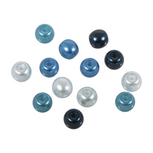 Renaissance Glaswachsperlen, 10 mm, Dose 32 St&uuml;ck, mit Gro&szlig;loch, t&uuml;rkis Mix