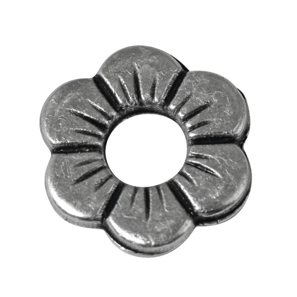 Metall-Zierelement: Blume, 12mm ø, Großloch 4mm ø, lose, altsilber