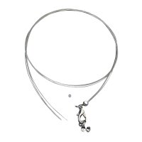 Schmuckdraht-Collier, 0,4mm ø, 50cm, m.Karab.+ Quetschp., SB-Btl 1Stück, platin