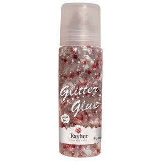 Glitter-Glue Herzchen, Flasche 50ml, rot/silber