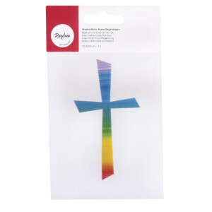 Wachs-Motiv Kreuz Regenbogen, 10,5x5,5cm, SB-Btl 1Stück