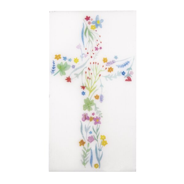 Wachsmotiv Florales Kreuz, 6,5x12cm, SB-Btl. 1Stück, bunt