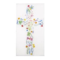 Wachsmotiv Florales Kreuz, 6,5x12cm, SB-Btl. 1Stück, bunt