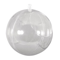 Plastik-Kugel, 2tlg., 10cm ø, mit Ausschnitt ø6cm, kristall