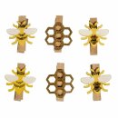 Holzklammern Bienen, 2,5x3,5cm, SB-Btl. 6Stück, bunt