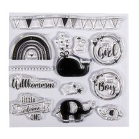 Clear Stamps Willkommen Baby, 102,5x97mm, 12 Motive, SB-Btl. 1Bogen