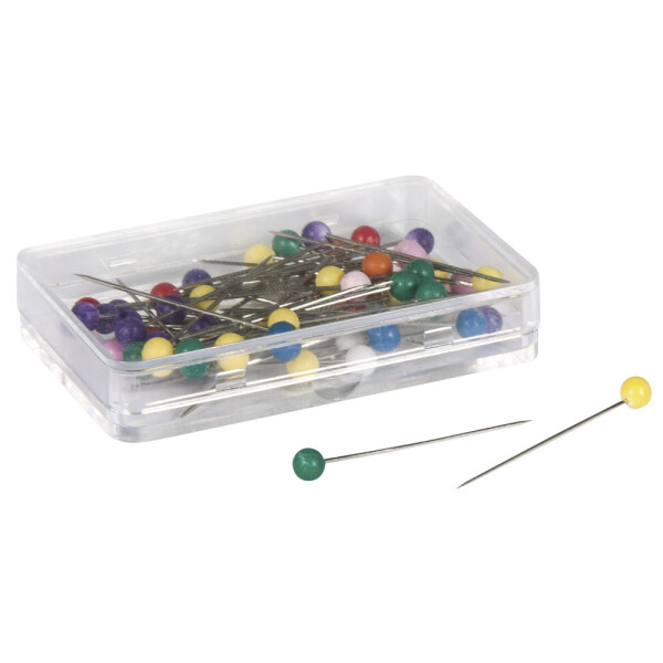 Stecknadeln mit Plastikkopf, 31x0,6mm, SB-Box 50Stück, bunt