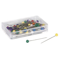 Stecknadeln mit Plastikkopf, 31x0,6mm, SB-Box 50Stück, bunt