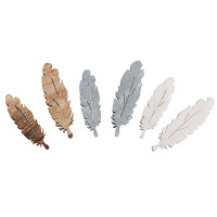 Holz-Streuteile Federn, 3,5+3cm,3Farben sort., SB-Btl 15Stück
