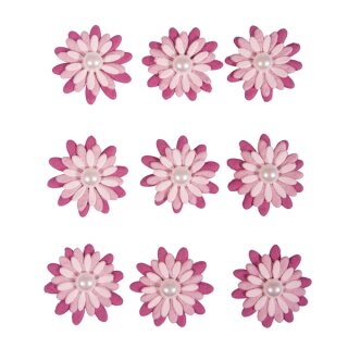 Deko-Sticker: Papierblüten m. Halbperle