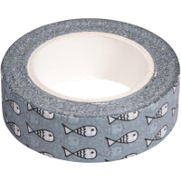 Washi Tape Fische, 15mm, Rolle 15m