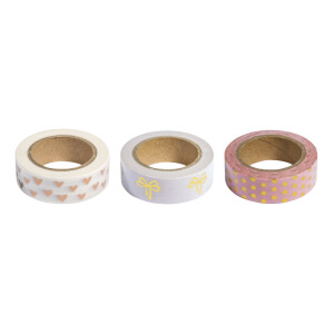 Washi Tape Set Rose/Gold Foil, 15mm, 3 Designs á...