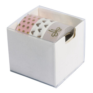 Washi Tape Set Rose/Gold Foil, 15mm, 3 Designs á 10m, Box 30m