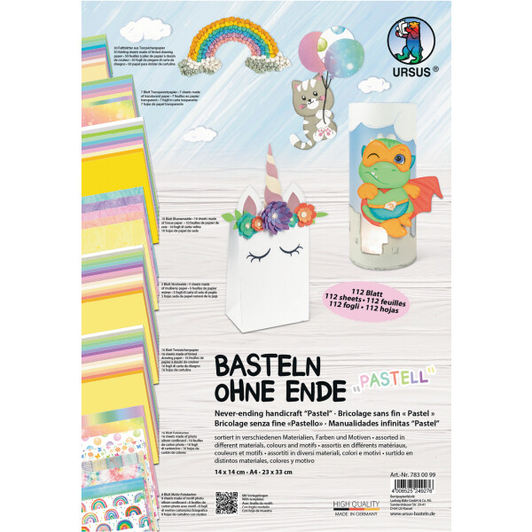 Papierset Pastell, Basteln ohne Ende, inkl. Vorlagen
