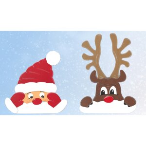 Bastelset Fensterbild / Fenstergucker Weihnachtsmann und Elch von Prell, 2er-Set