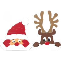 Bastelset Fensterbild / Fenstergucker Weihnachtsmann und Elch von Prell, 2er-Set