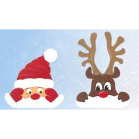 Bastelset Fensterbild / Fenstergucker Weihnachtsmann und Elch von Prell, 2er-Set