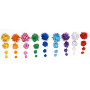 Pompons Glitzer, 400 Stück in 9 Farben, voraussichtlich im März lieferbar