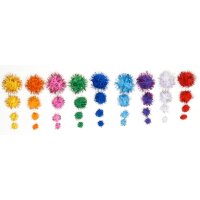 Pompons Glitzer, 400 Stück in 9 Farben, voraussichtlich im März lieferbar