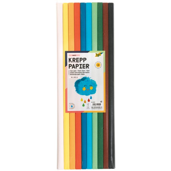 Krepppapier Basic, 10 Rollen in 10 Farben