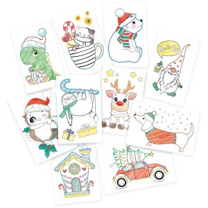 Ausn&auml;hkarten Winter, 50 Blatt in 10 Motiven sortiert