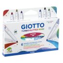 Giotto Turbo Glitter Maxi Fasermaler, 6 Stück