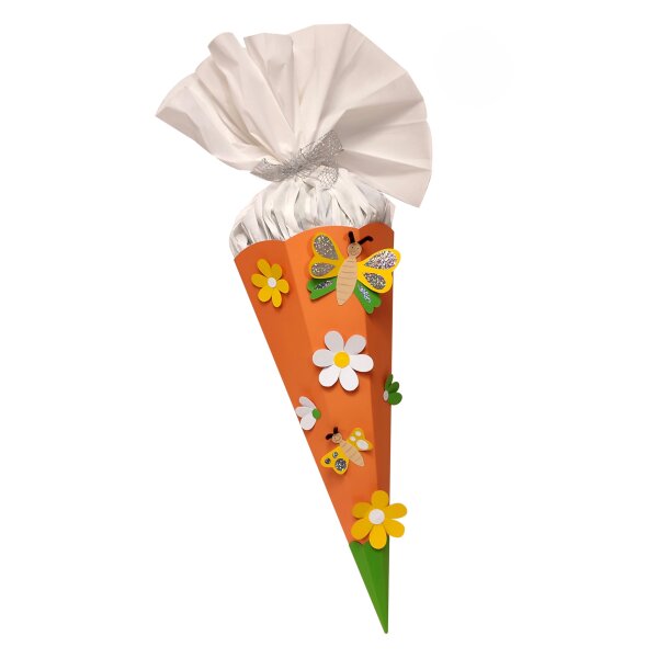 Schultüte Bastelset Schmetterling/Blume orange von Prell, inkl. Schulstarterpaket GRATIS